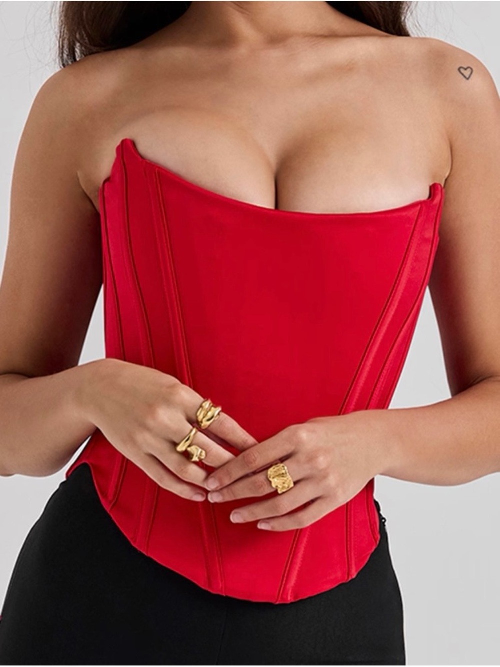 House of CB Red Strapless Corset Top